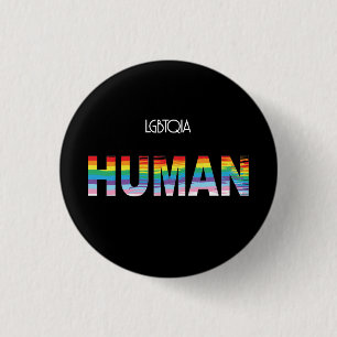LGBTQIA HUMAN, Pride Rainbow Flag Cool Button