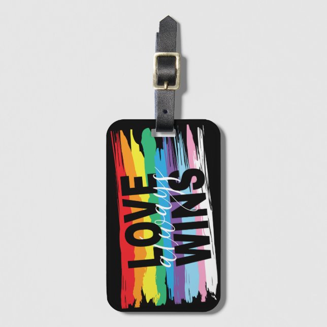 LGBTQIA-Liebe gewinnt immer, Rainbow Pride Gepäckanhänger (Vorderseite Vertikal)