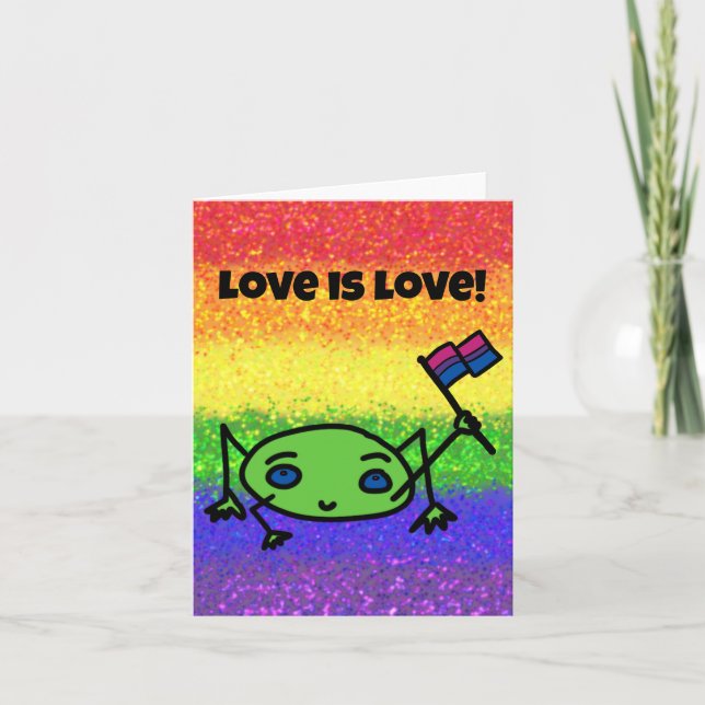 LGBTQIA-Liebe ist Liebe Bisexuelle Flagge mit Fros Karte (Vorderseite)
