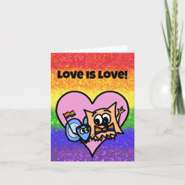 LGBTQIA Liebe ist Liebe-Pride-Flag mit Ollie & Mik Karte