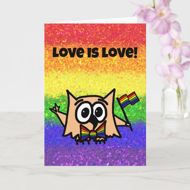 LGBTQIA+ Liebe ist Liebe Pride (Rainbow) mit Ollie Karte (Orchidee)