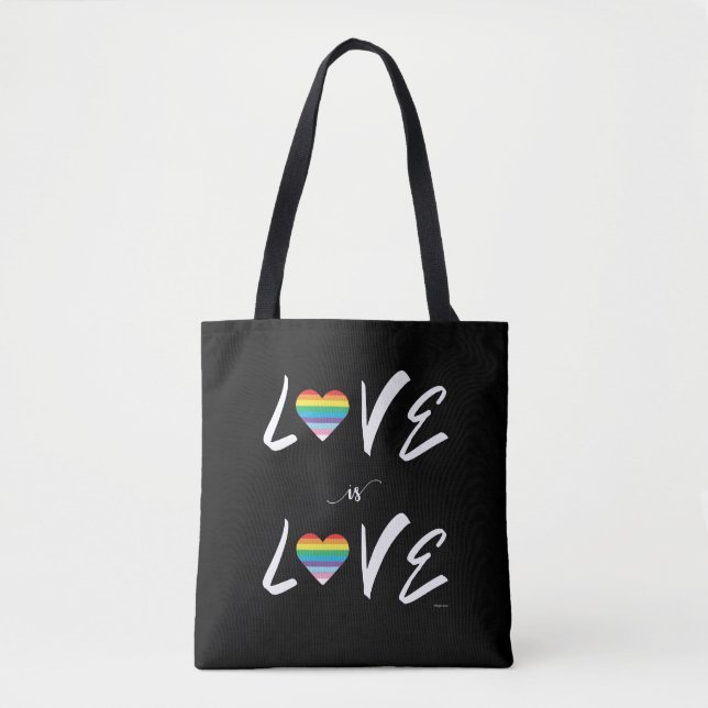 LGBTQIA Liebe ist LIEBE, Rainbow Pride Tote Bag Tasche (Vorderseite)