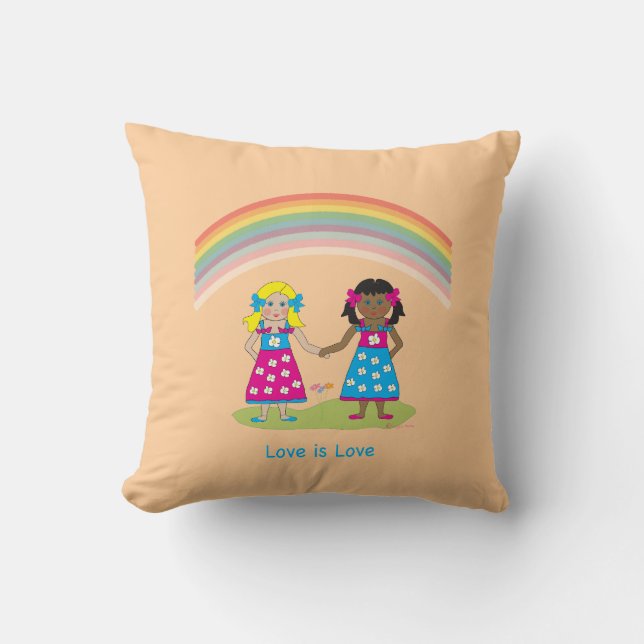 LGBTQIA LIEBE ist LIEBE, Regenbogenflagge Herz Kissen (Vorderseite)
