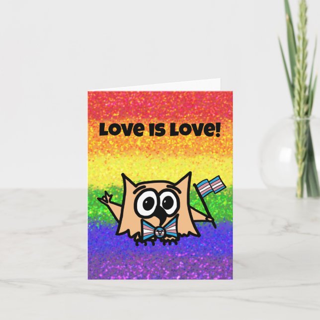 LGBTQIA-Liebe: Liebe-Trans-Flag mit Ollie Karte (Vorderseite)