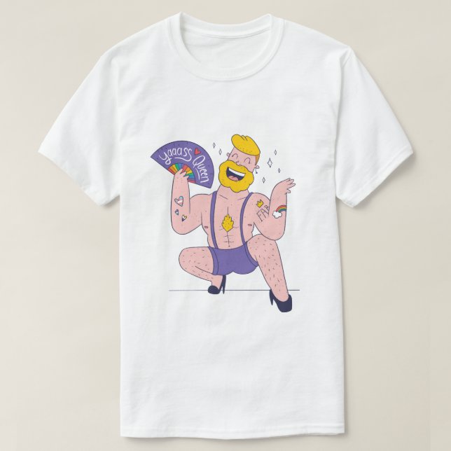 LGBTQIA PRIDE Fun Queen mit LGBTQ Flag Tattoos T-Shirt (Design vorne)