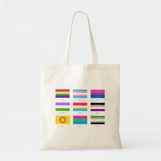 LGBTQIA Prix 9 x FLAGS Rainbow Awareness Chic C Tragetasche (Vorne)