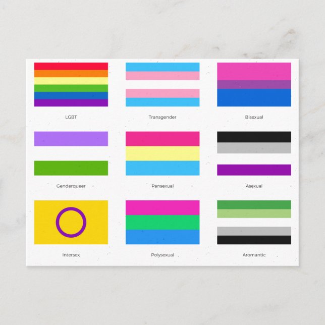 LGBTQIA Prix 9 x FLAGS Rainbow Awareness Chic und Ankündigungspostkarte (Vorderseite)