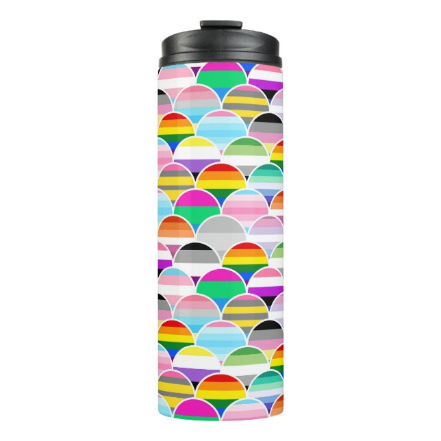 LGBTQIA+ Queer Scalloped Pride Flag Fans Thermosbecher (Vorderseite)