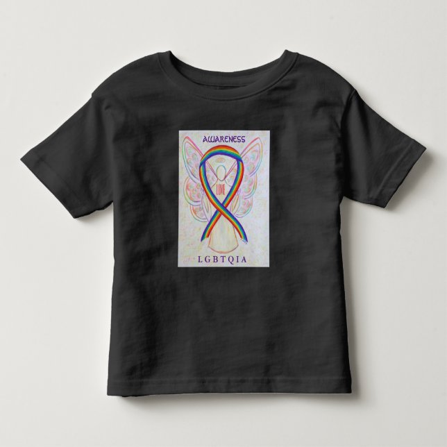 LGBTQIA Rainbow Awareness Ribbon Angel Shirt (Vorderseite)