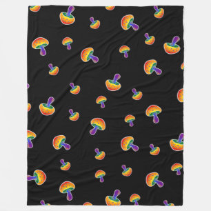 LGBTQIA Rainbow Pride Mushroom-Muster Fleecedecke