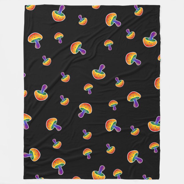 LGBTQIA Rainbow Pride Mushroom-Muster Fleecedecke (Vorderseite)