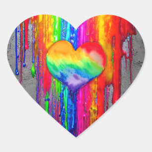 LGBTQIA+ Regenbogen Herz-Aufkleber