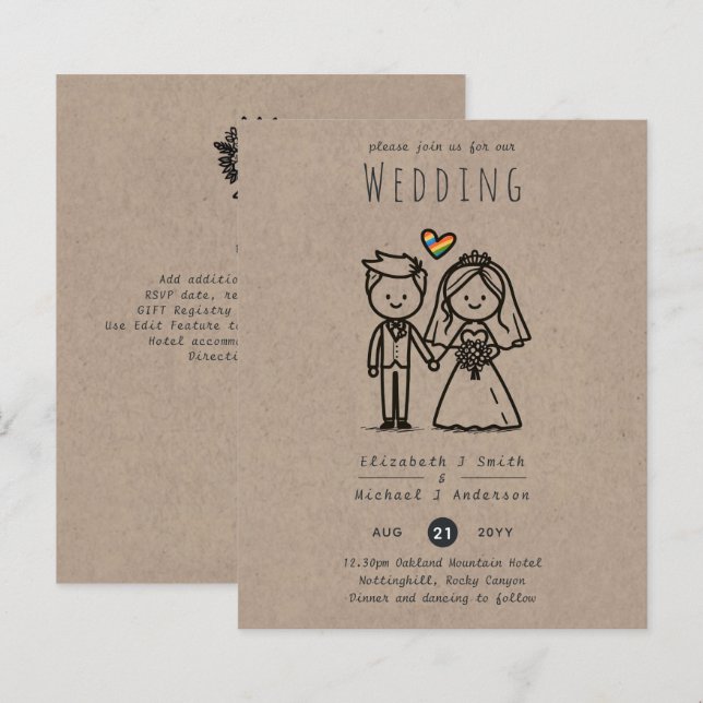 LGBTQIA+-Spaß für quee Hochzeiten Cartoon Handgeze (Vorne/Hinten)
