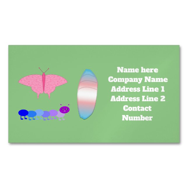 LGBTQIA Transgender Pride Raupe zum Schmettern Magnetische Visitenkarte (Vorderseite)