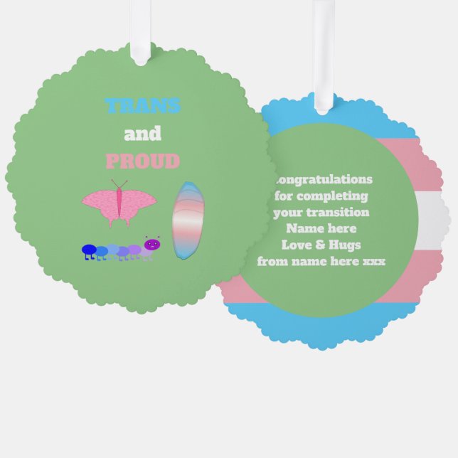 LGBTQIA Transgender Pride Raupe zum Schmettern Ornament Karte (Vorderseite/Rückseite)