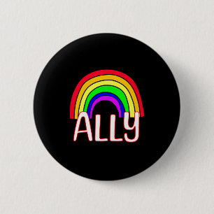 Lgbtqia Verbündeter Süßer Regenbogen Und Herz Stol Button