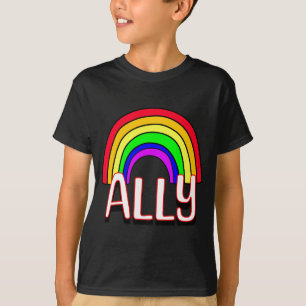 Lgbtqia Verbündeter Süßer Regenbogen Und Herz Stol T-Shirt