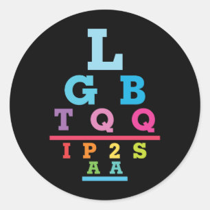 LGBTQQIP2SAA Gay Pride Augenuntersuchungstafel Akr Runder Aufkleber