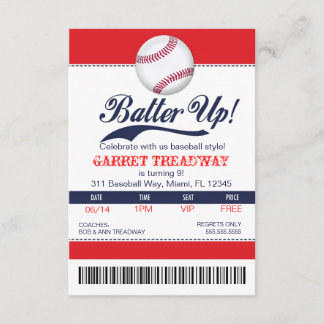 LGC Batter Up Baseball Ticket 2. Version Einladung