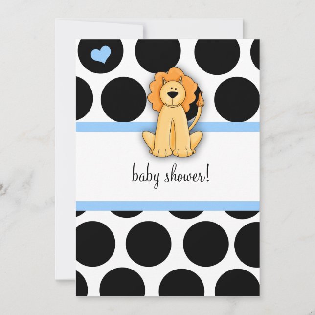 LGC| Polka Dotted Lion Baby Shooter Einladung (Vorderseite)