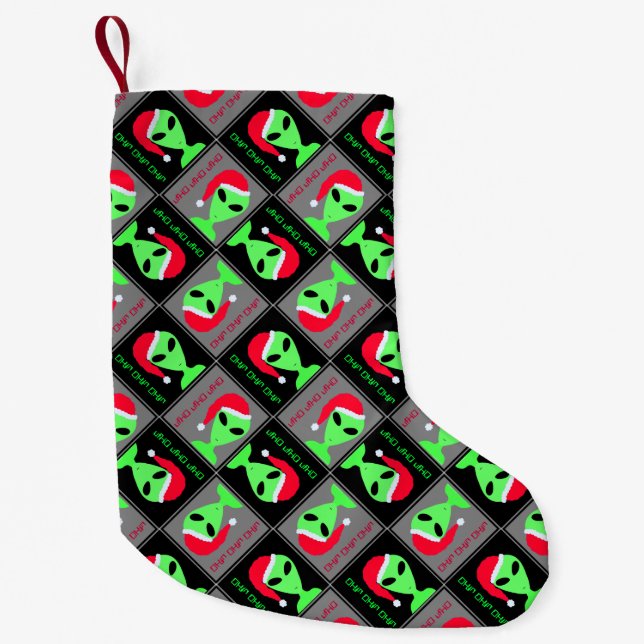 LGM in einer Weihnachtsmannmütze Kleines Weihnacht Kleiner Weihnachtsstrumpf (Vorderseite)