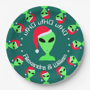 LGM in einer Weihnachtsmannmütze Personalisiertes Pappteller