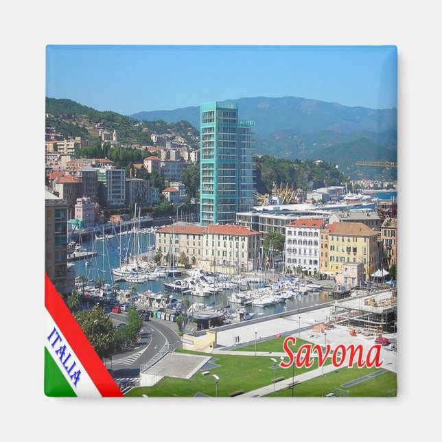 LGR079 SAVONA - Touristenhafen - Italien - Kühlsch Magnet (Vorne)