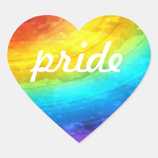 LGTBQA+ Rainbow Pride Herz-Aufkleber (Vorderseite)