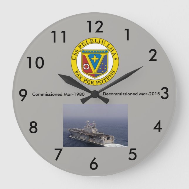 LHA-5 USS Peleliu wall clock Große Wanduhr (Vorderseite)