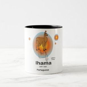 Lhama, in der portugiesischen Sprache Zweifarbige Tasse