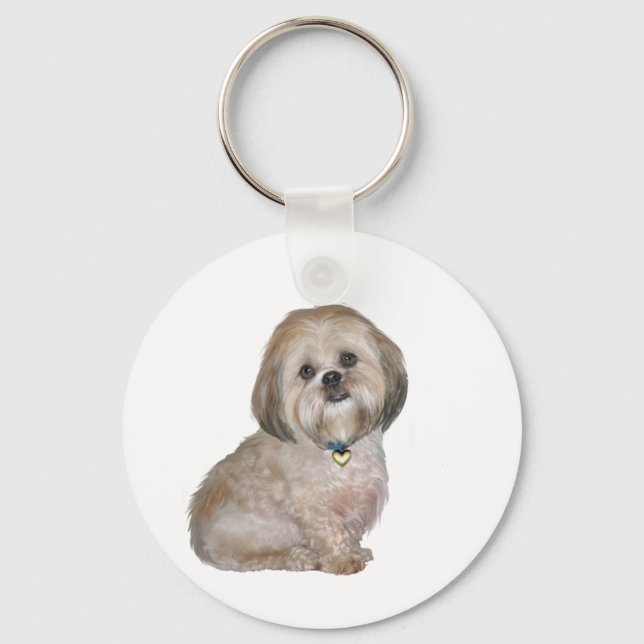 Lhasa Apso (A) - golden / creme Schlüsselanhänger (Vorderseite)