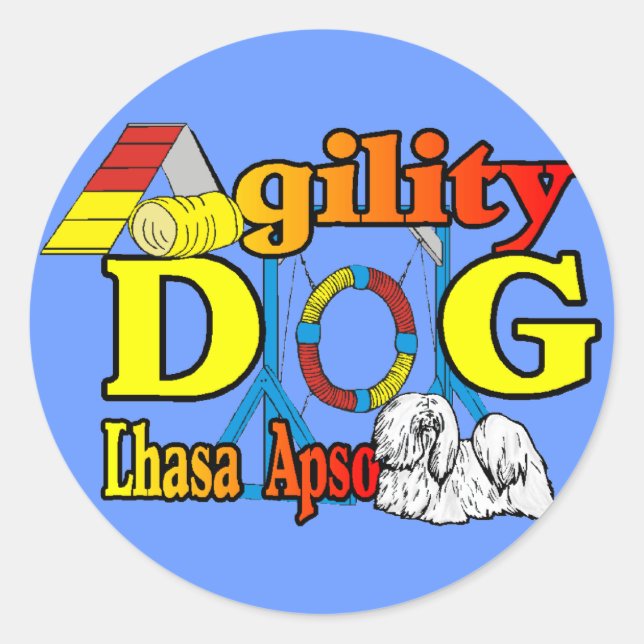 Lhasa Apso Agility Geschenke Runder Aufkleber (Vorderseite)