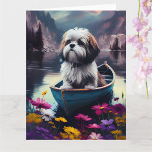 Lhasa Apso auf einem Paddle: Ein Landschaftliches  Karte