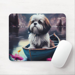 Lhasa Apso auf einem Paddle: Ein Landschaftliches  Mousepad