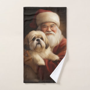 Lhasa Apso Avec Noël Festif Du Père Noël