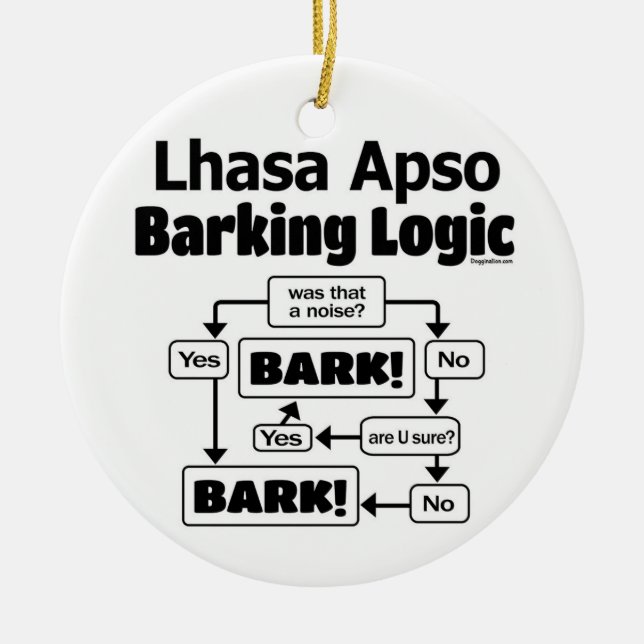 Lhasa Apso Barking Logic Keramik Ornament (Vorne)