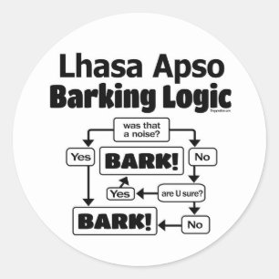 Lhasa Apso Barking Logic Runder Aufkleber