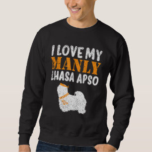 Lhasa Apso Canine Pet Manly Boy Dog Gender Reveal Sweatshirt