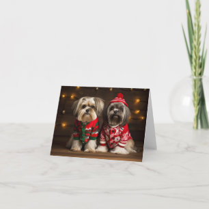 Lhasa Apso Chiens Carte de Noël