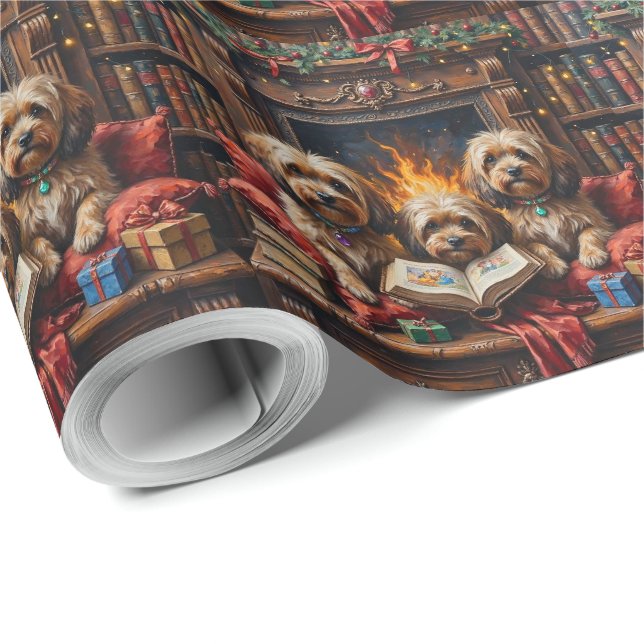 Lhasa Apso Christmas Bookshelf Nook Holiday Geschenkpapier (Rolleneckpunkt)