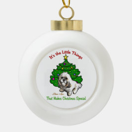 Lhasa Apso Christmas Keramik Kugel-Ornament