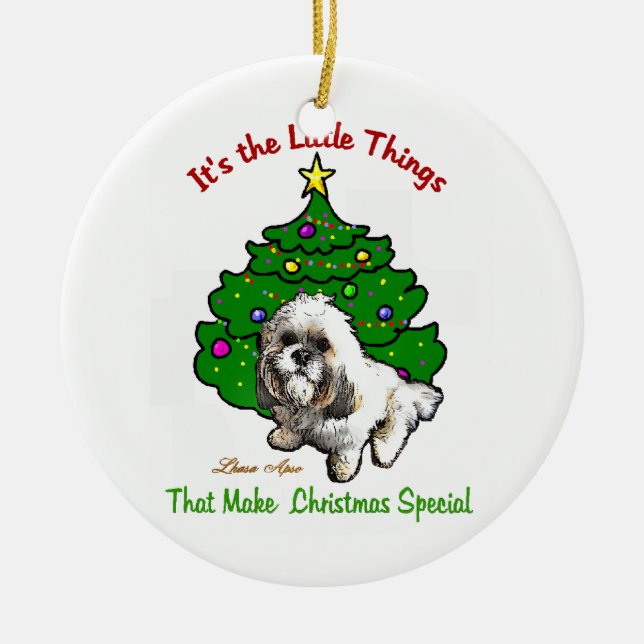 Lhasa Apso Christmas Keramikornament (Vorne)