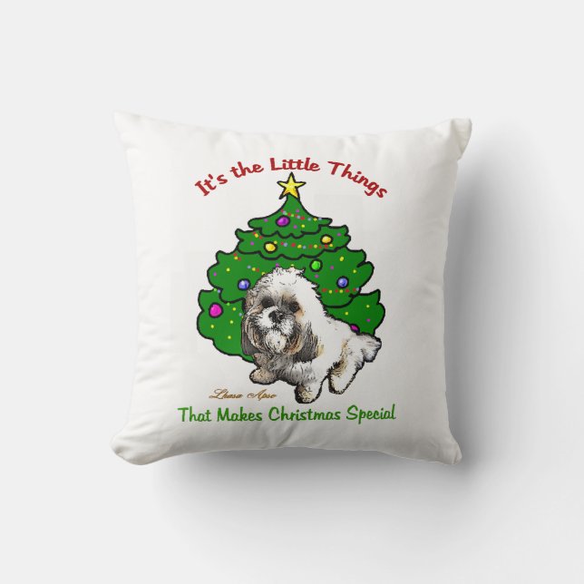 Lhasa Apso Christmas Kissen (Vorderseite)