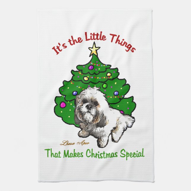 Lhasa Apso Christmas Küchentuch (Vertikal)