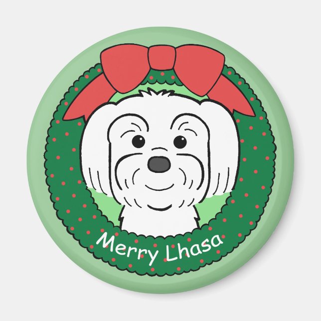 Lhasa Apso Christmas Magnet (Vorne)