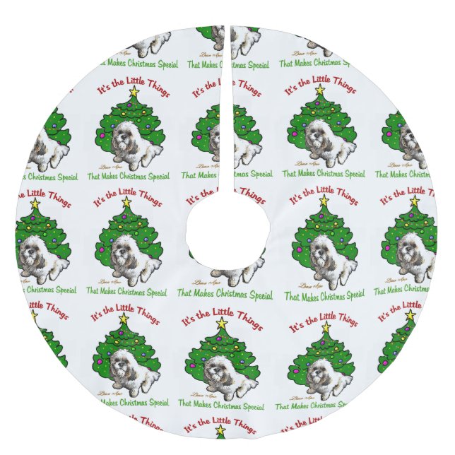 Lhasa Apso Christmas Polyester Weihnachtsbaumdecke (Vorderseite)