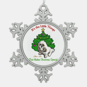 Lhasa Apso Christmas Schneeflocken Zinn-Ornament