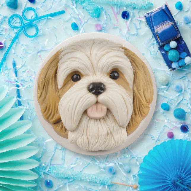Lhasa Apso Dog 3D Inspiriert Pappteller (Party)