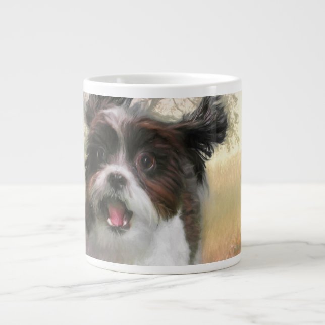 Lhasa Apso Dog High Schwanz Zuhause Jumbo-Tasse (Vorderseite)