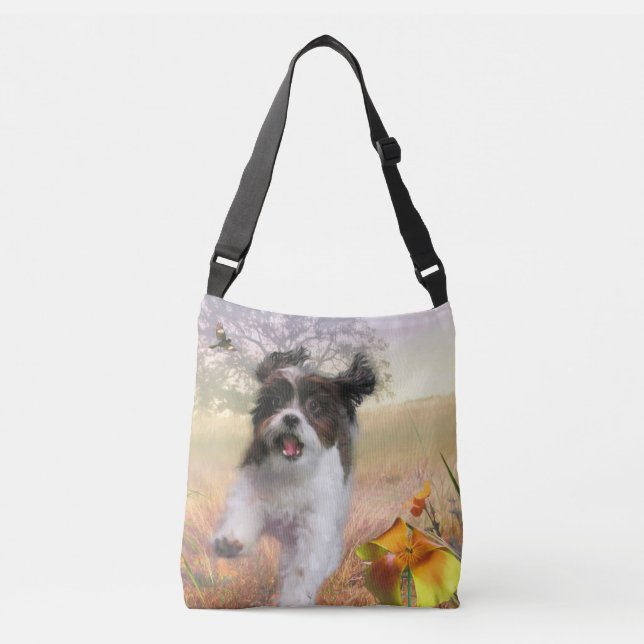 Lhasa Apso Dog High Schwanz Zuhause Tragetaschen Mit Langen Trägern (Vorderseite)